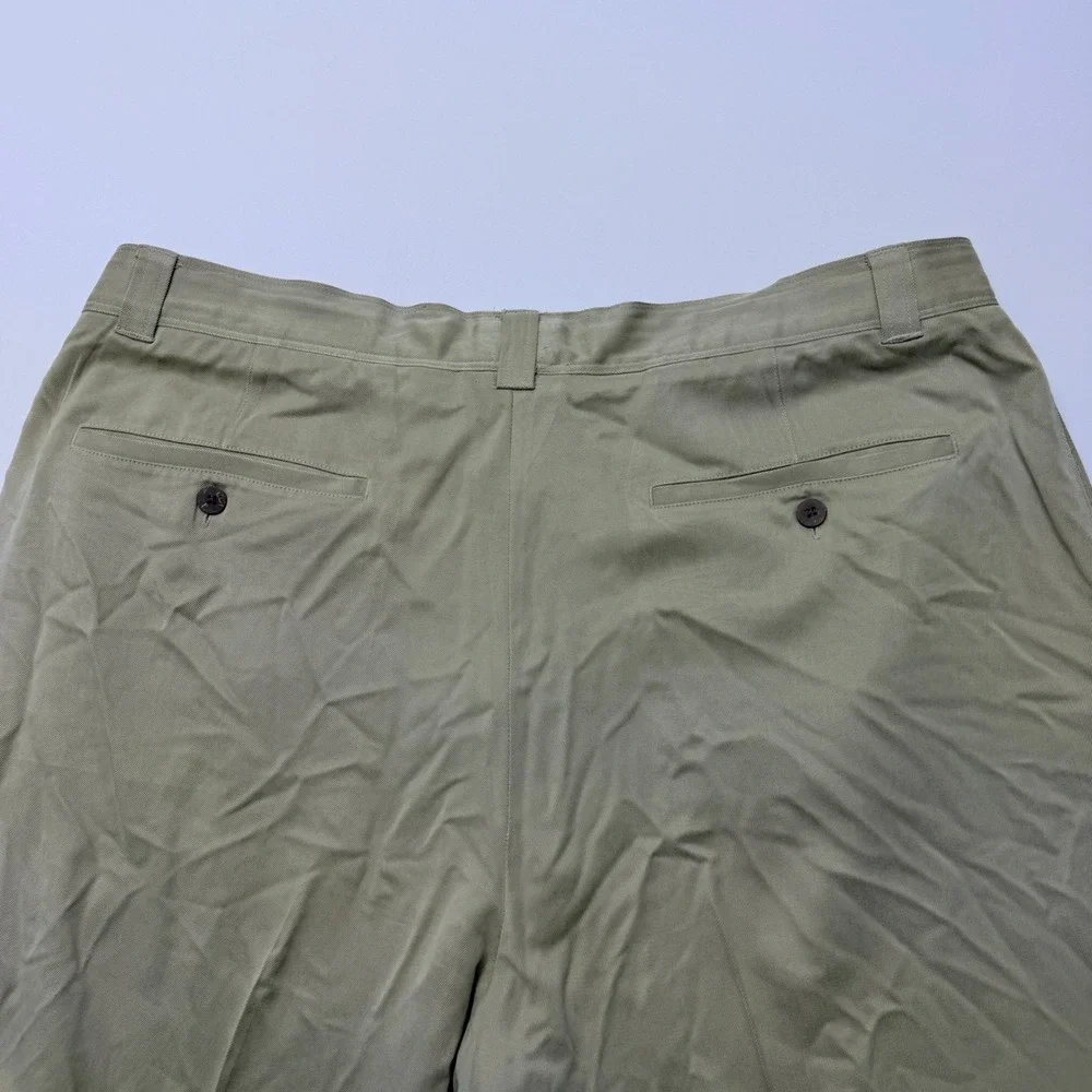 Tommy Bahama Relax Mens 40 Khaki 100% Silk Straight Leg Flat Front Pants